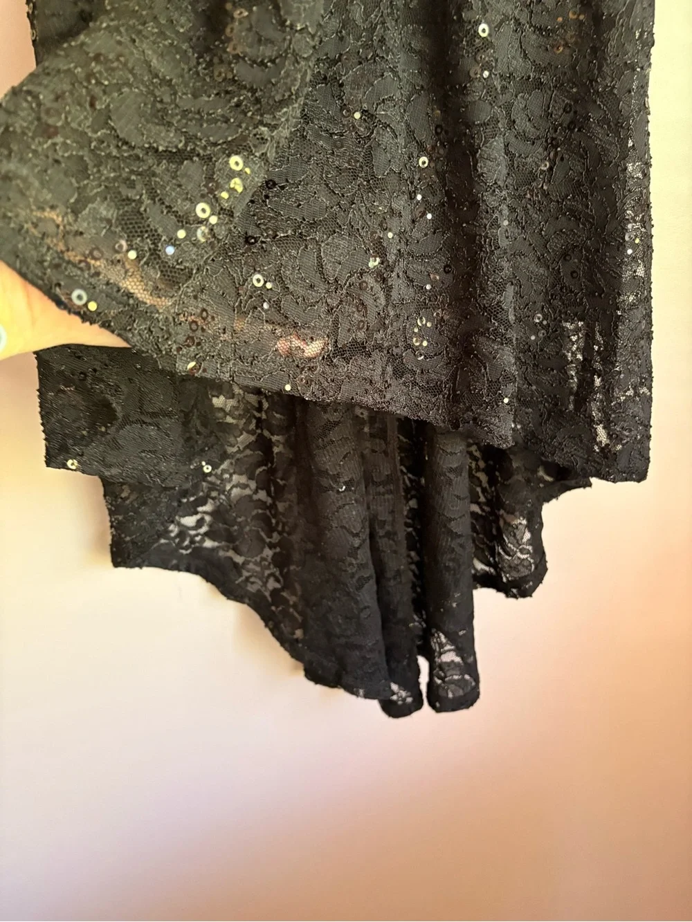❤️As U Wish NWT Black Lace Sequin High-Low Spaghetti Strap Dress